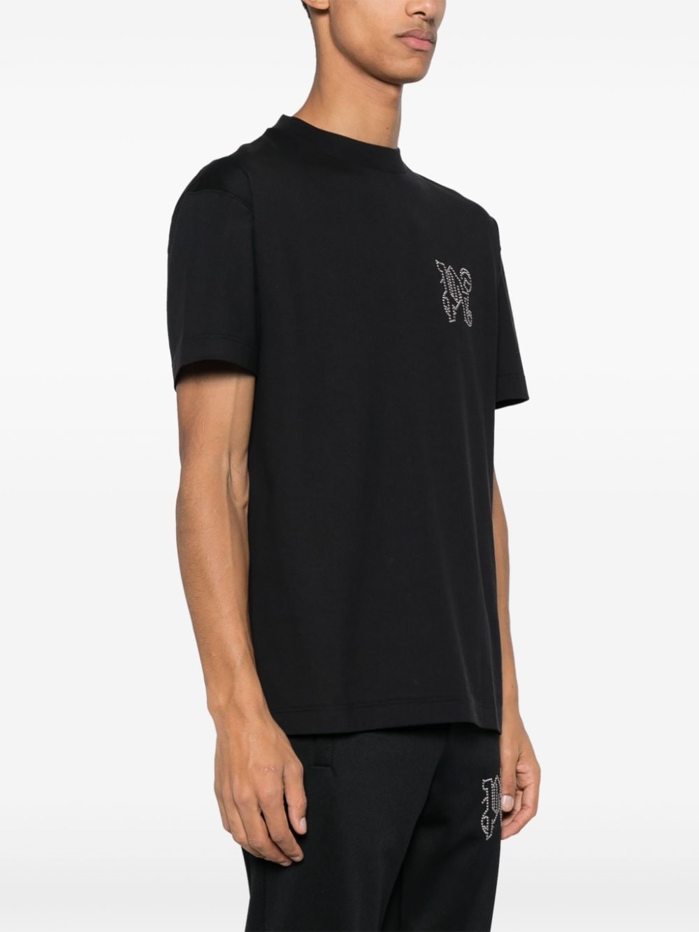 Shop Palm Angels Monogram-appliqu� Cotton T-shirt In Black