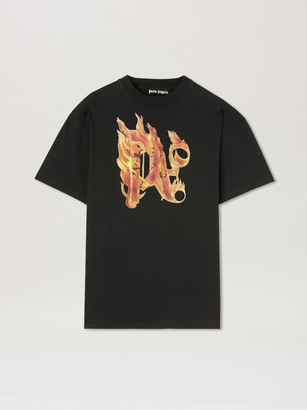 Shop Palm Angels Burning Monogram T-shirt In Black