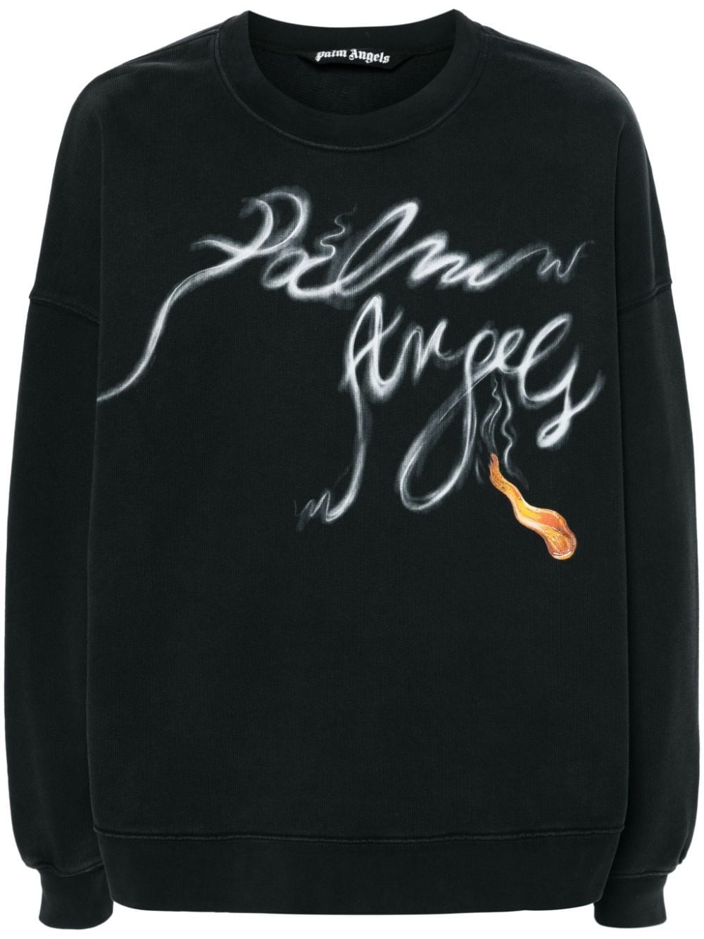 Shop Palm Angels Foggy Logo-print Sweatshirt In Black