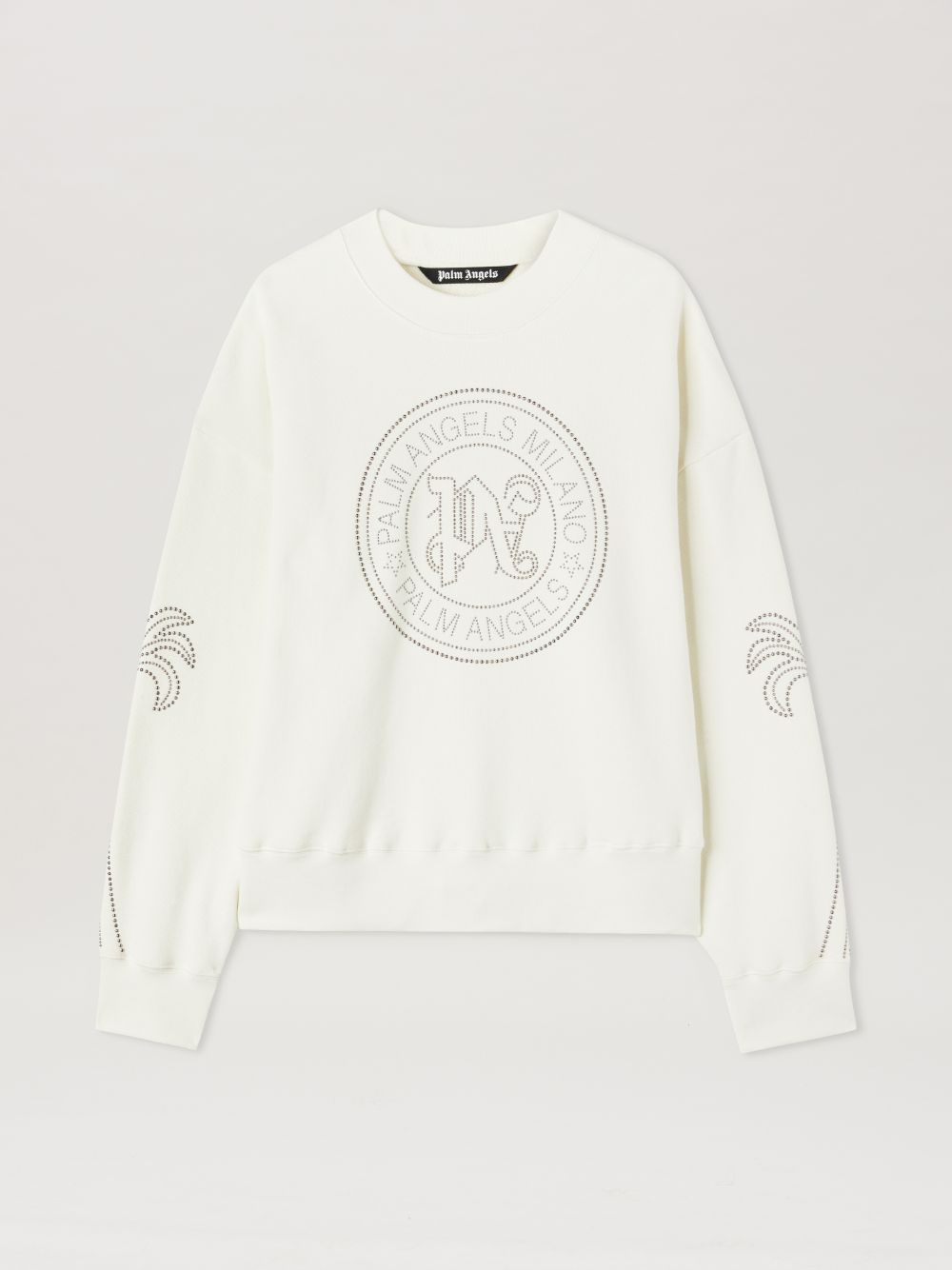 Shop Palm Angels Palms Milano Stud Crewneck In White
