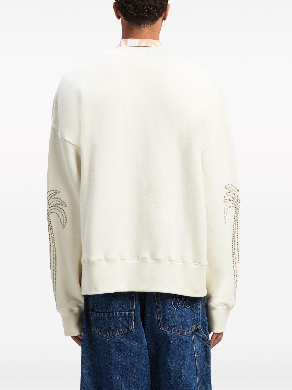 Shop Palm Angels Palms Milano Studded Sweatshirt In Weiss