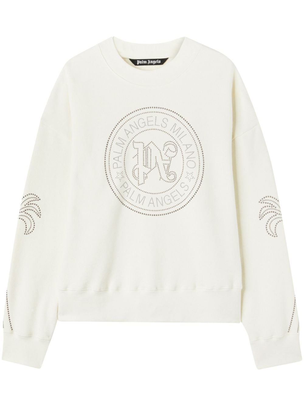 Palm Angels Logo-embellished Cotton Sweatshirt In White