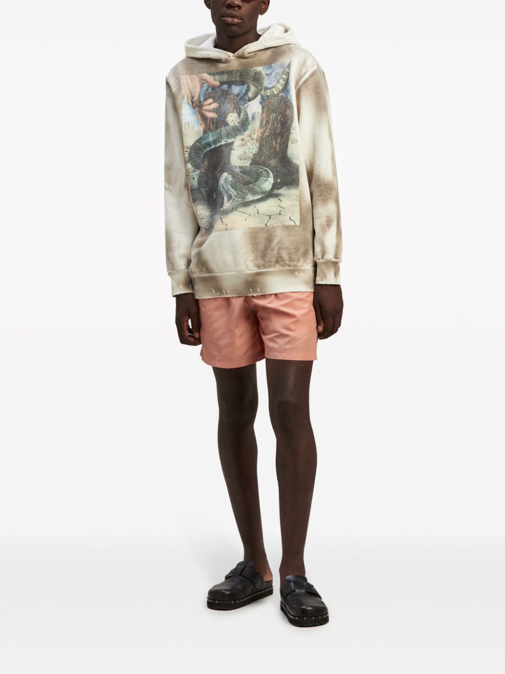 Shop Palm Angels Dice Game Tie-dye Hoodie In Nude