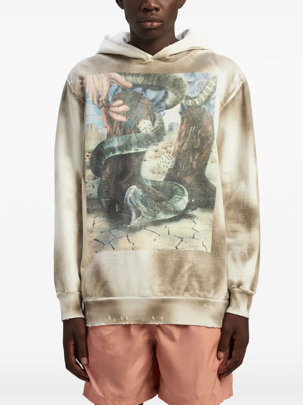 Palm Angels Hoodie met tie-dye Beige