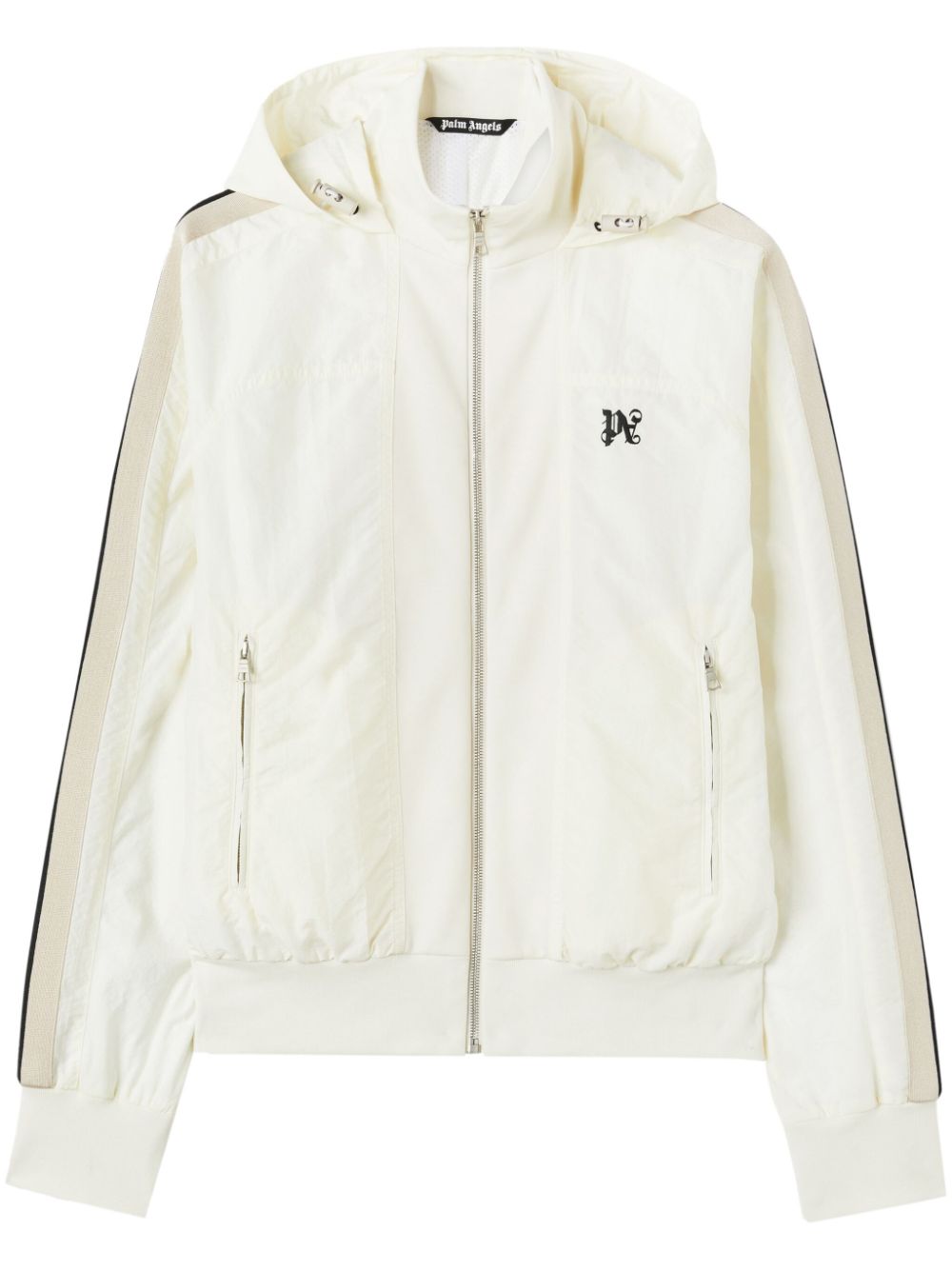 Palm Angels Logo-embroidered Hooded Jacket In Weiss
