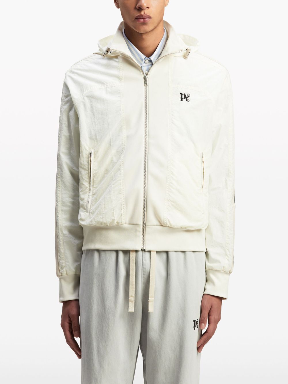 Shop Palm Angels Monogram-embroidered Track Jacket In Weiss