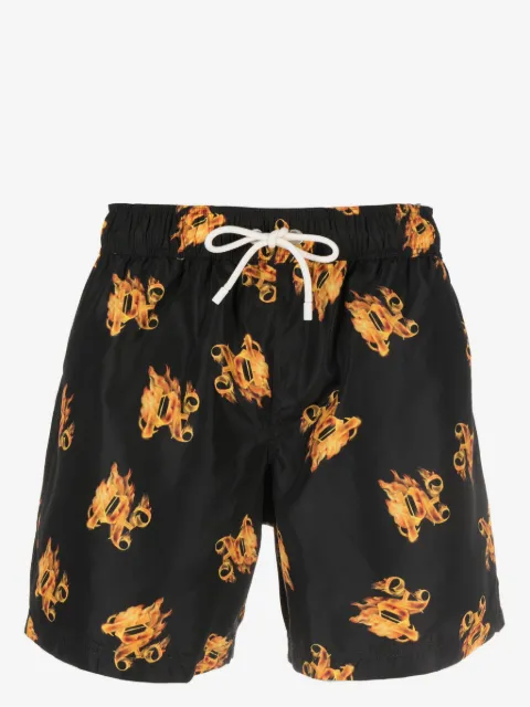 Palm Angels Burning Badeshorts mit Monogramm-Print
