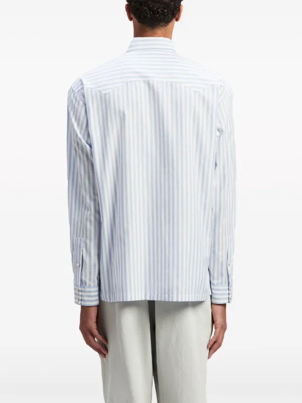 【関税込み】PALM ANGELS STRIPED COTTON SHIRT Palm Angels Monogram Striped Cotton Shirt | White | FARFETCH BH
