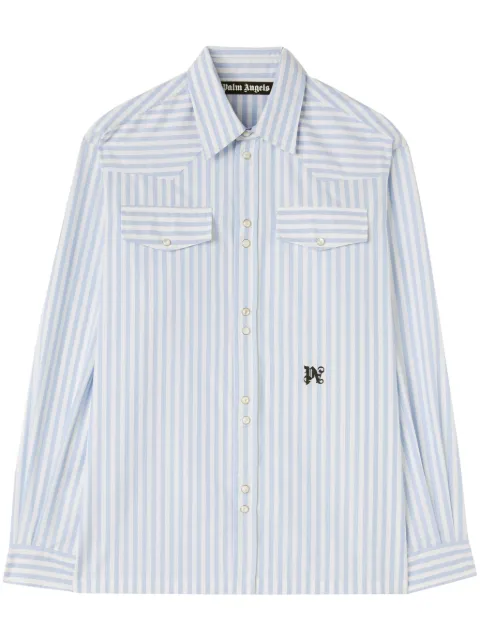 Palm Angels Monogram striped cotton shirt