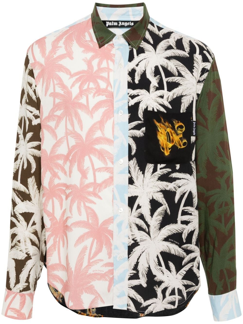 Shop Palm Angels Palm-tree Print Shirt In Pink