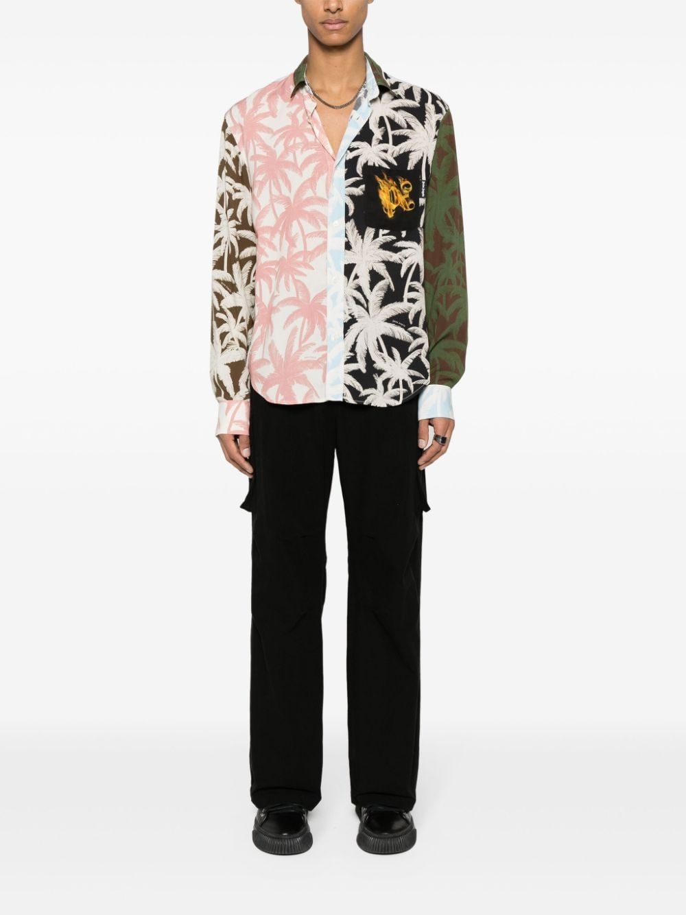 Shop Palm Angels Palm-tree Print Shirt In Pink