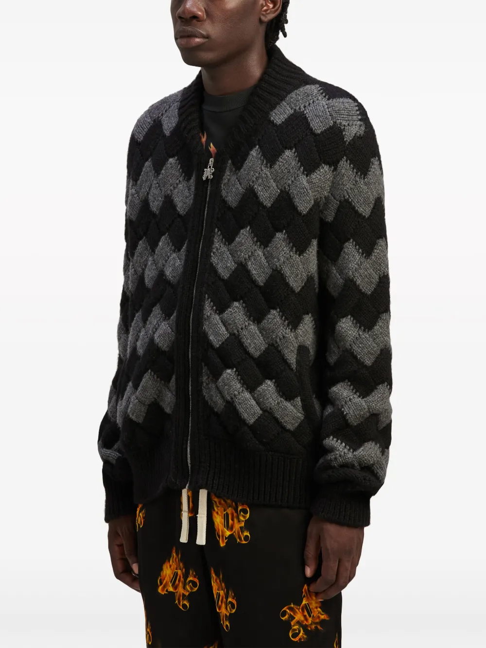 Palm Angels Bomberjack met zigzag patroon Zwart