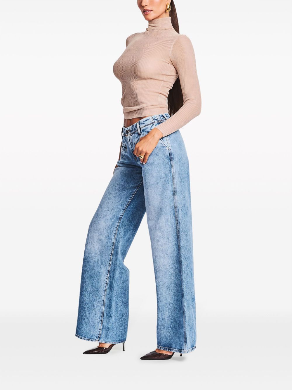 Shop Retroféte Sutton Low-rise Wide-leg Jeans In Blue