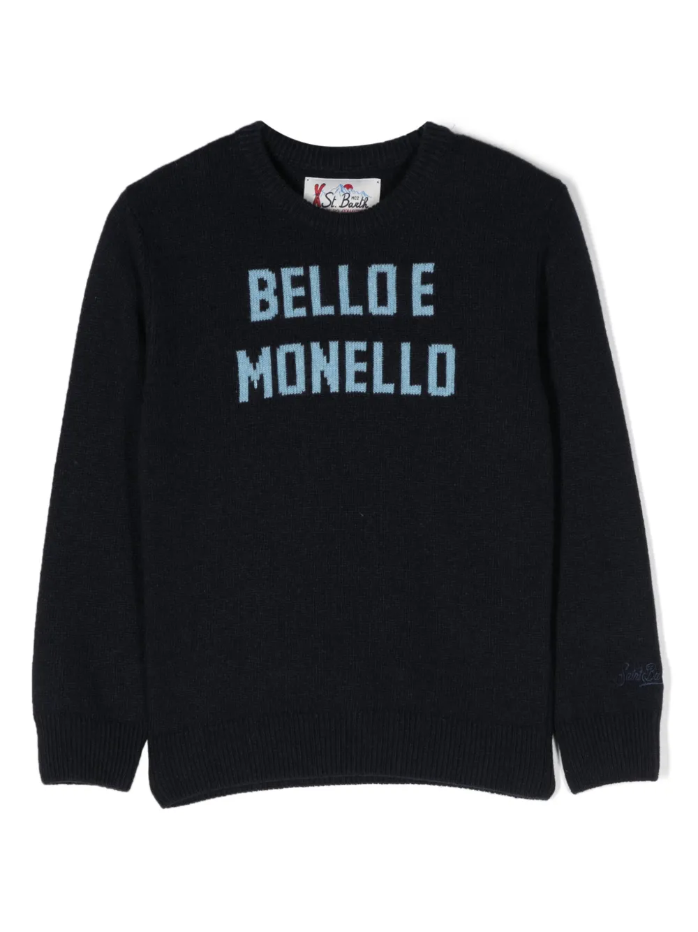 Mc2 Saint Barth Kids' Bello Monello Intarsia-knit Jumper In Blue