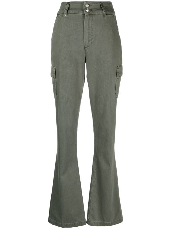 PAIGE cotton-blend Flared Trousers - Farfetch