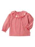 Miki House check-pattern cotton blouse - Red