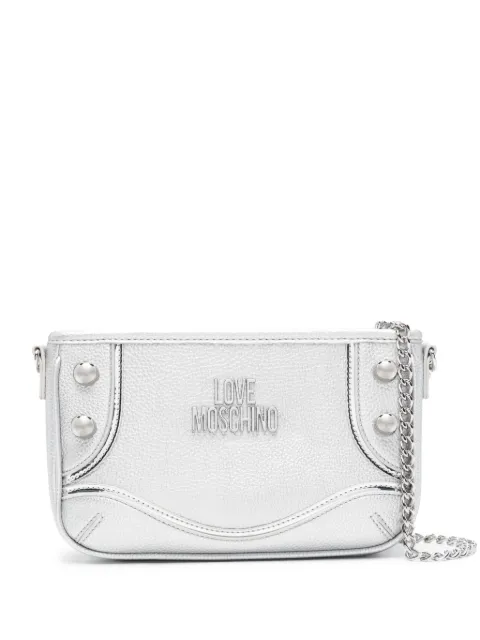 Love Moschino logo-lettering metallic shoulder bag WOMEN