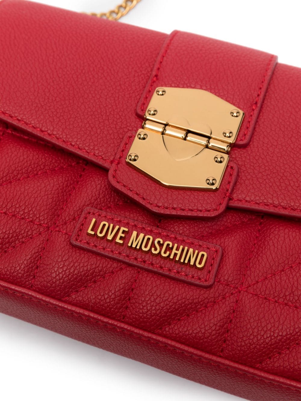 Shop Love Moschino Logo-lettering Faux-leather Crossbody Bag In Red