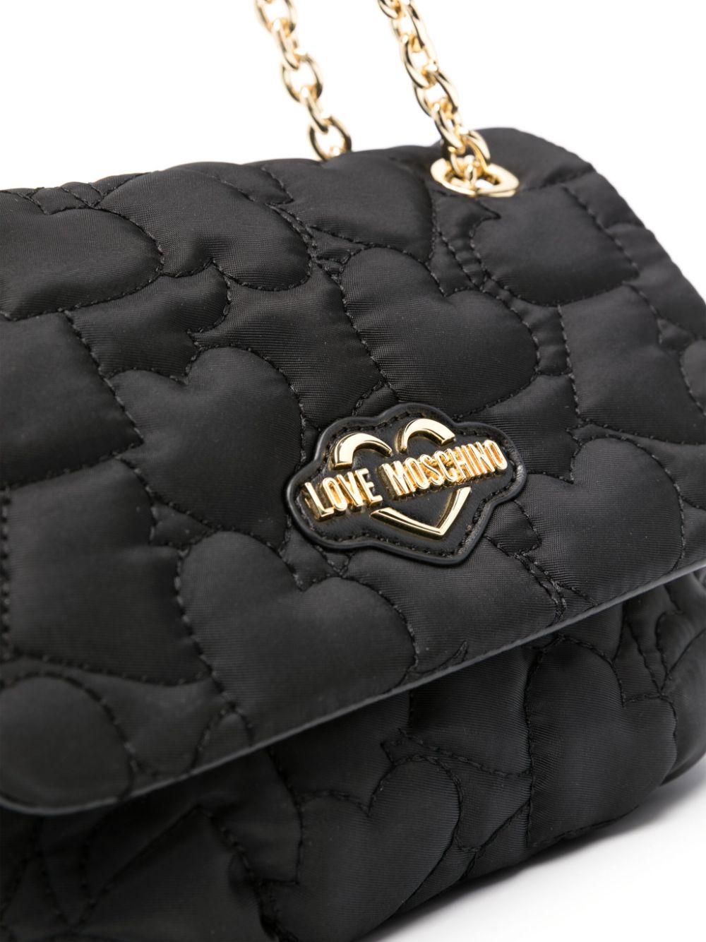 Shop Love Moschino Logo-plaque Quilted Crossbody Bag In Black