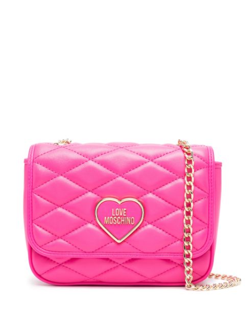 Love Moschino logo-plaque quilted crossbody bag Women