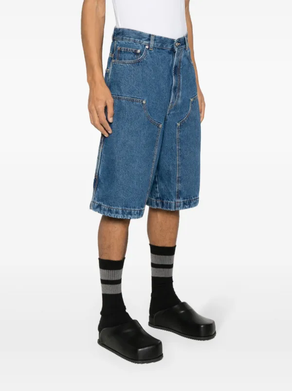 【関税＆送料込み】Palm Angels Blue Shorts With Monogram In Palm Angels monogram-embroidered Denim Shorts | Blue