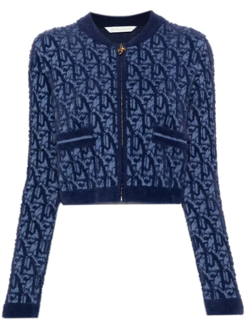 Palm Angels monogram-jacquard zip-up cardigan
