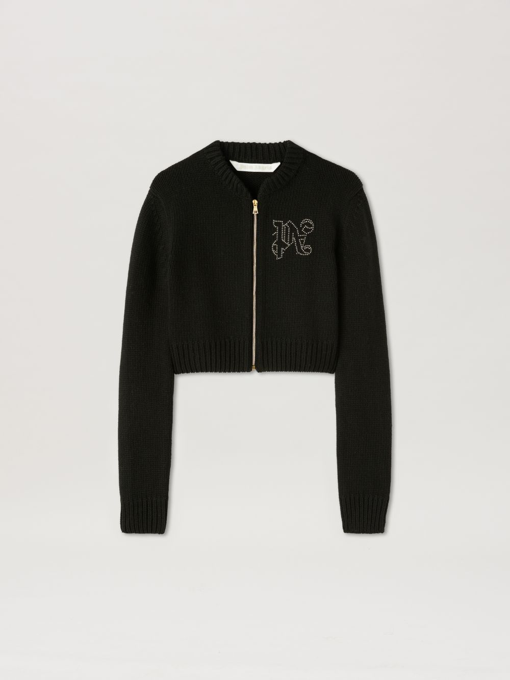 Shop Palm Angels Monogram Stud Zip Sweater In Black