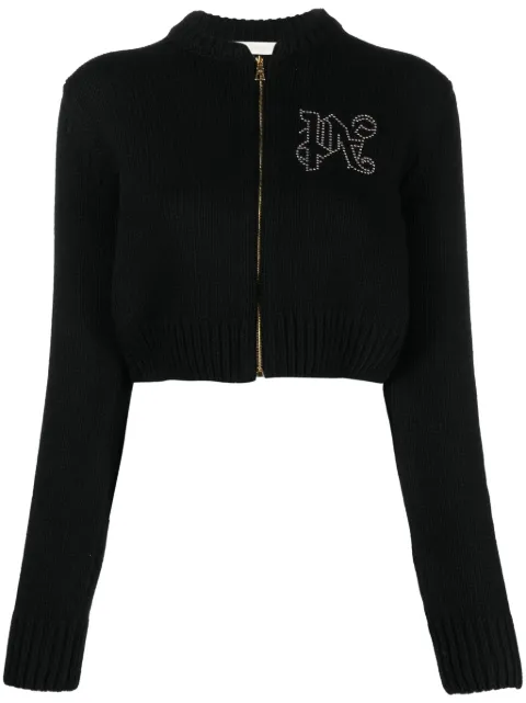 Palm Angels monogram-appliqu� zip-up sweatshirt