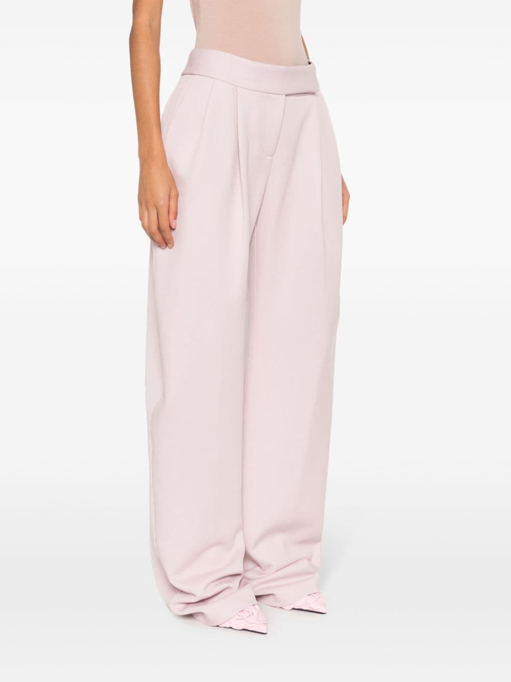 Shop Attico Wide-leg Tailored Trousers In Pink