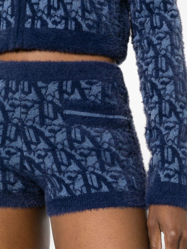 Monogram Jacquard Shorts in blue - Palm Angels® Official