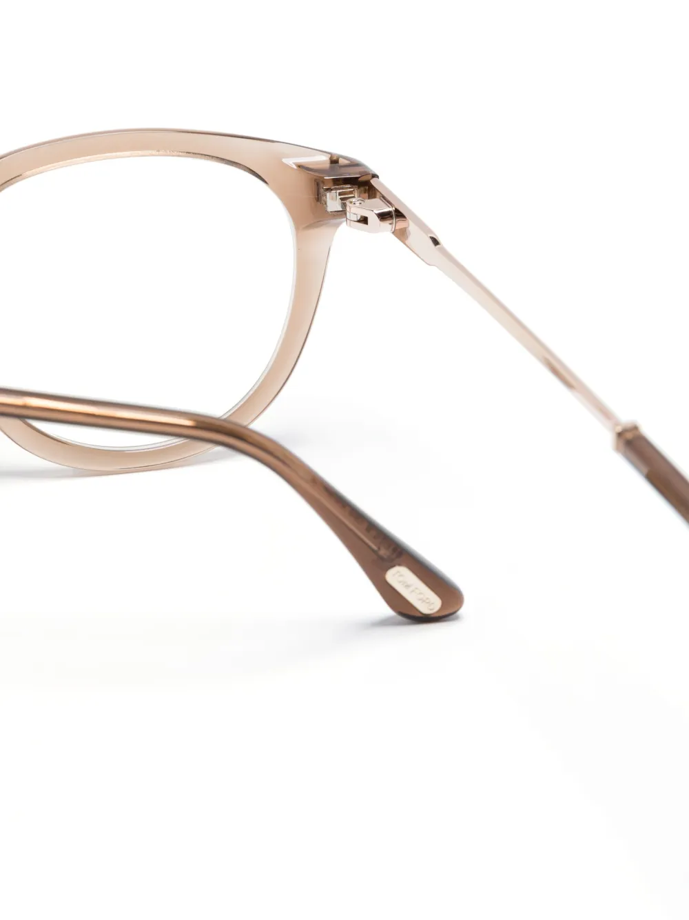 Tom Ford Translucent Pantos-frame Glasses In Brown