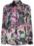 Just Cavalli foliage-print metallic shirt - Purple