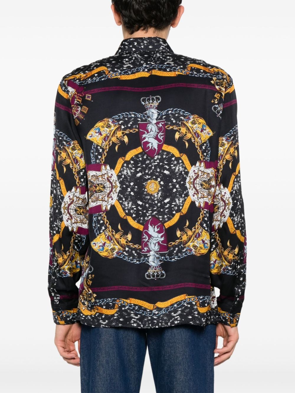 Shop Just Cavalli Graphic-print Long-sleeve Shirt In Black