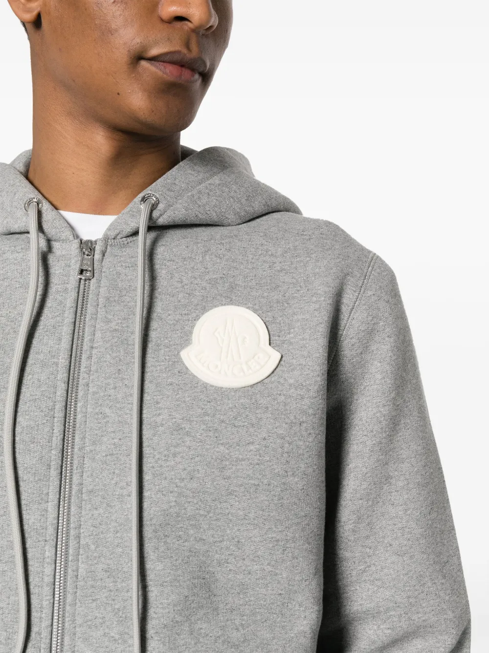 Moncler logo patch zip up Hoodie Farfetch