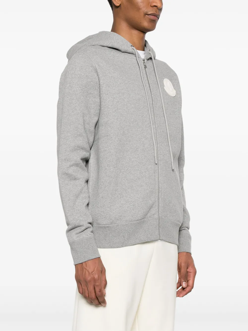 Moncler logo patch zip up Hoodie Farfetch