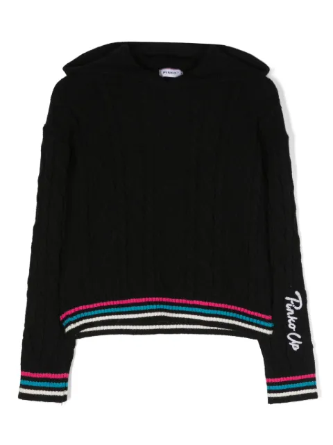 Pinko Kids logo-embroidered hooded jumper