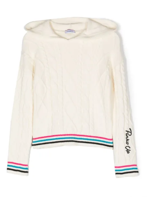 Pinko Kids logo-embroidered hooded jumper