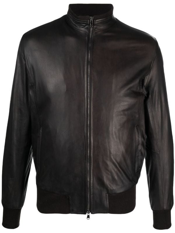 Barba long-sleeve Leather Bomber Jacket - Farfetch
