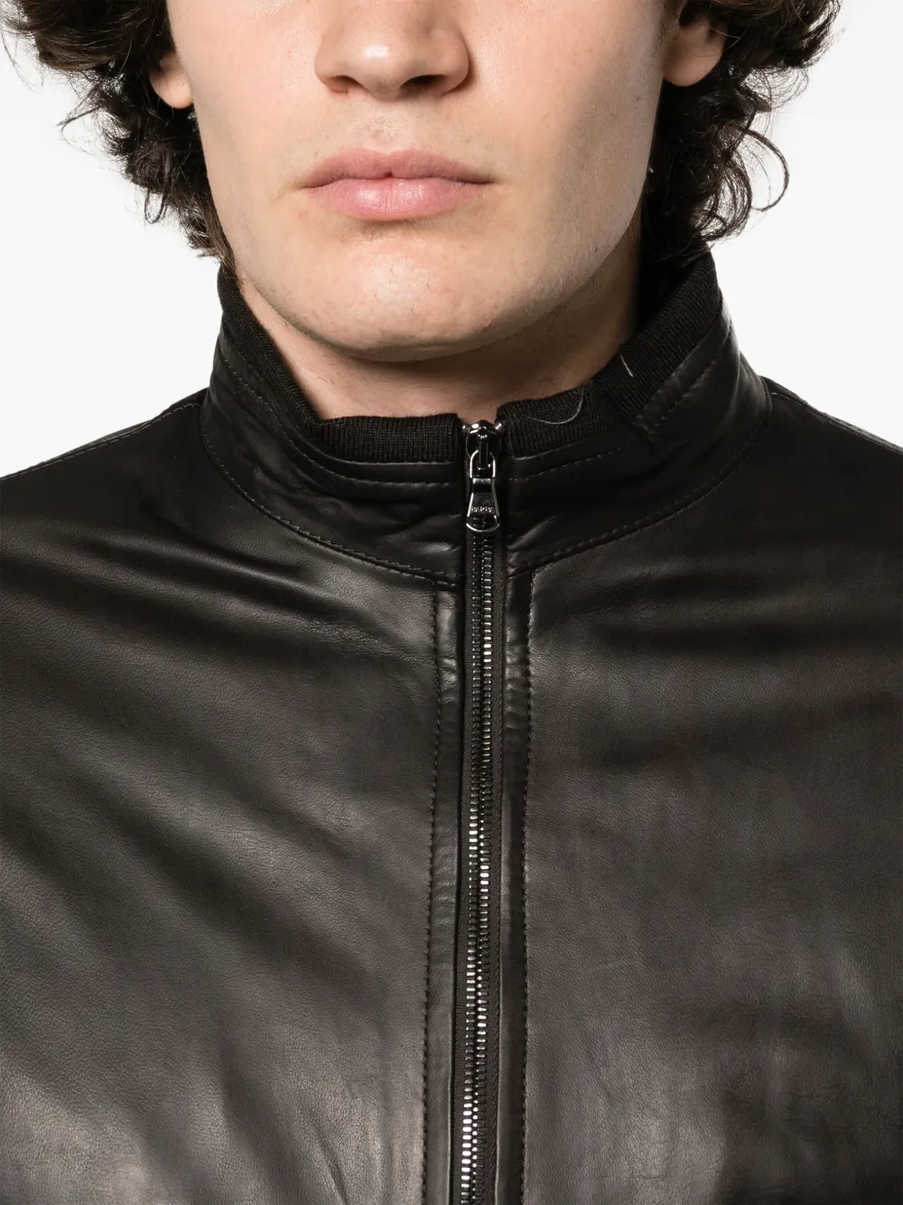 Barba long-sleeve Leather Bomber Jacket - Farfetch