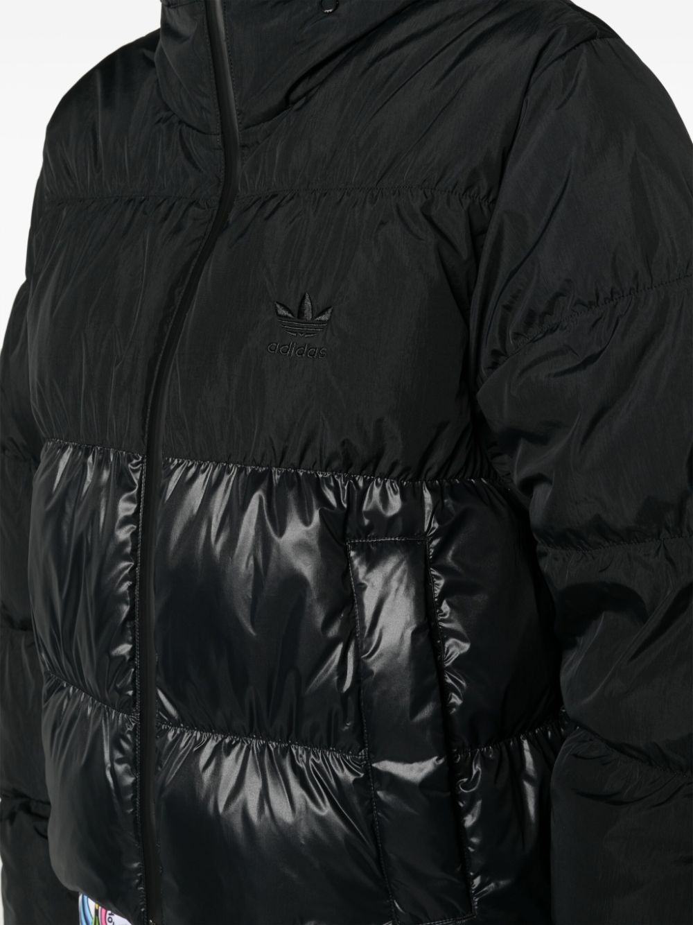 Shop Adidas Originals Logo-embroidered Padded Jacket In Black