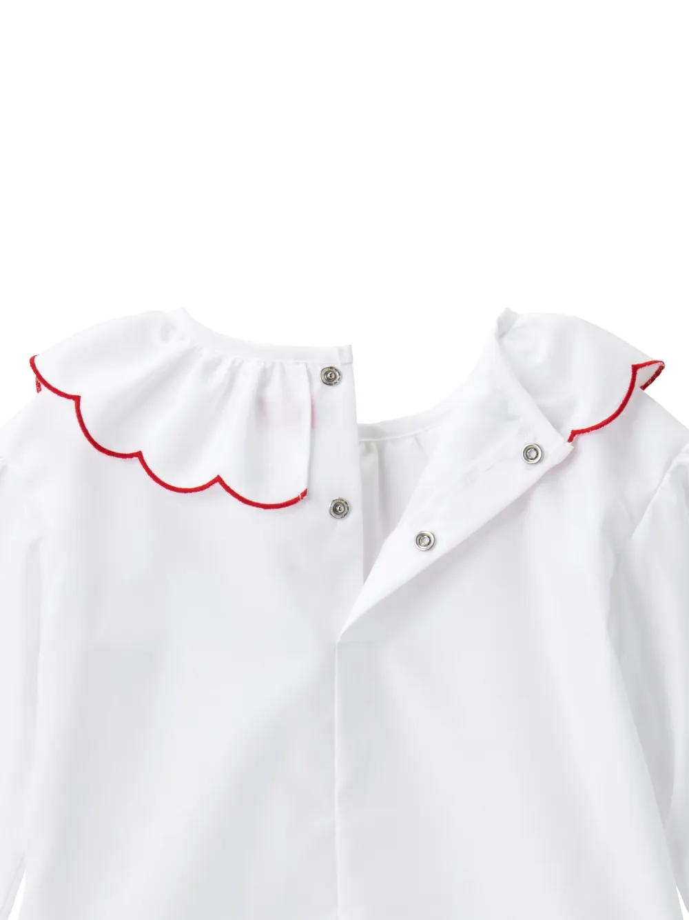 Miki House Bunny Embroidered Cotton Blouse In White