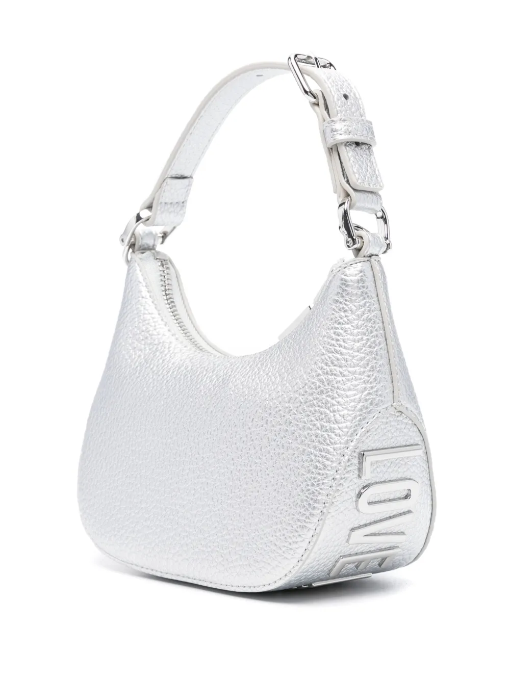 Shop Love Moschino Metallic Faux-leather Tote Bag In Grey