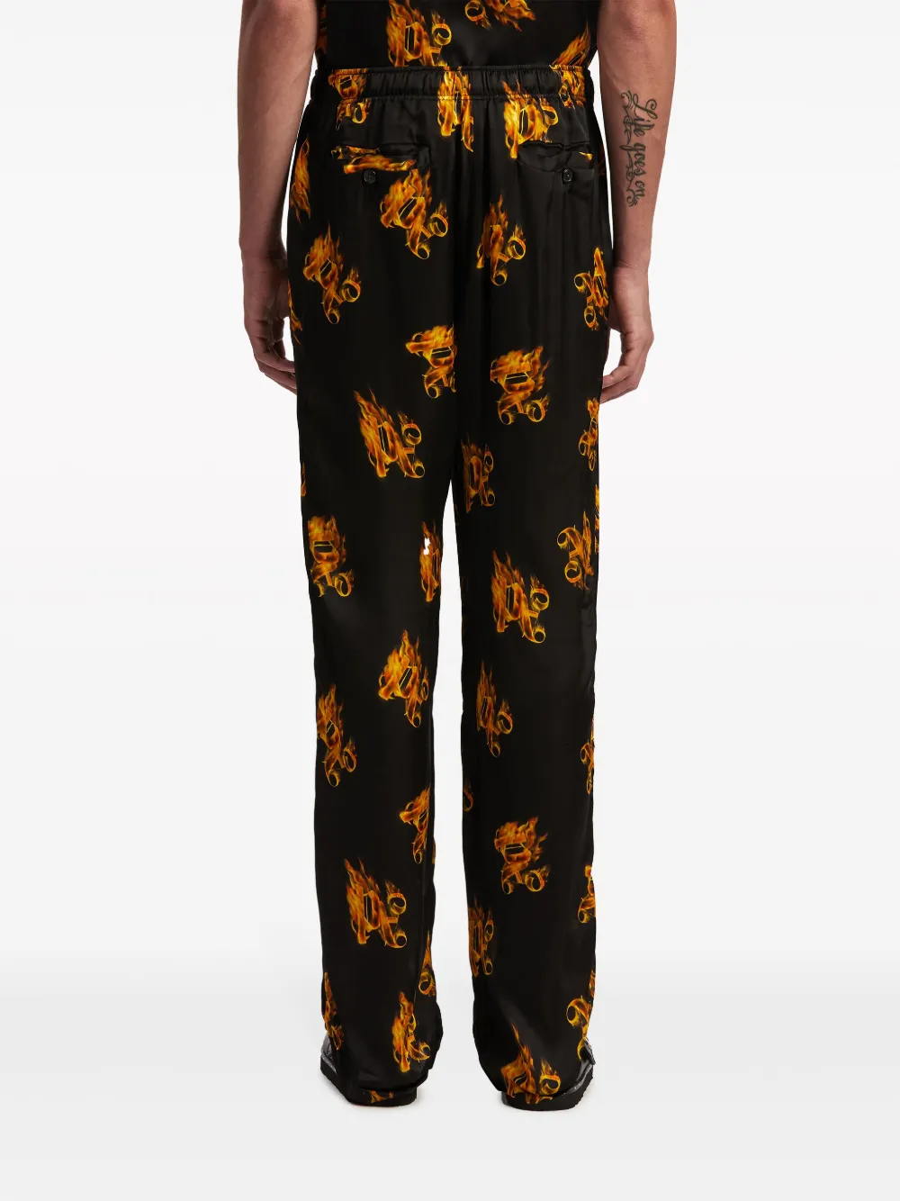 Shop Palm Angels Burning Monogram-embroidered Track Pants In Schwarz