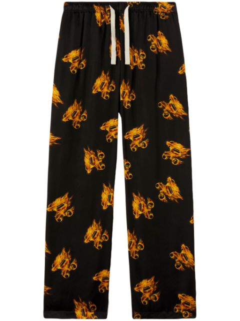 Palm Angels Burning monogram-embroidered track pants