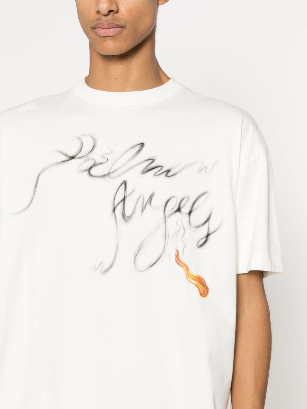 Shop Palm Angels Foggy Logo-print T-shirt In Weiss
