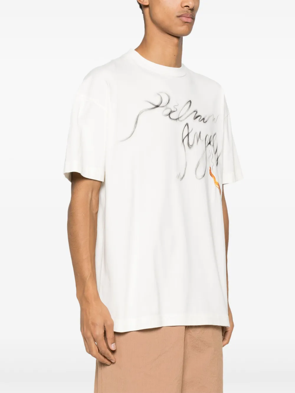 Shop Palm Angels Foggy Logo-print T-shirt In Weiss