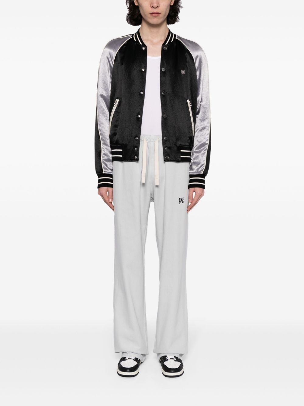 Shop Palm Angels Logo-embroidered Track Pants In Grau