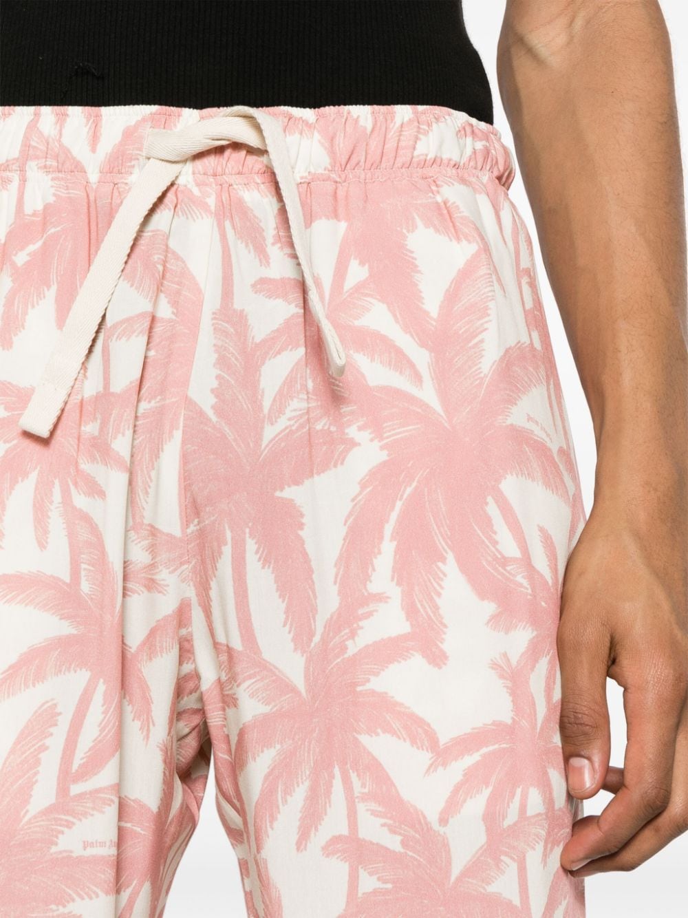 Shop Palm Angels Palms-print Wide-leg Trousers In Pink