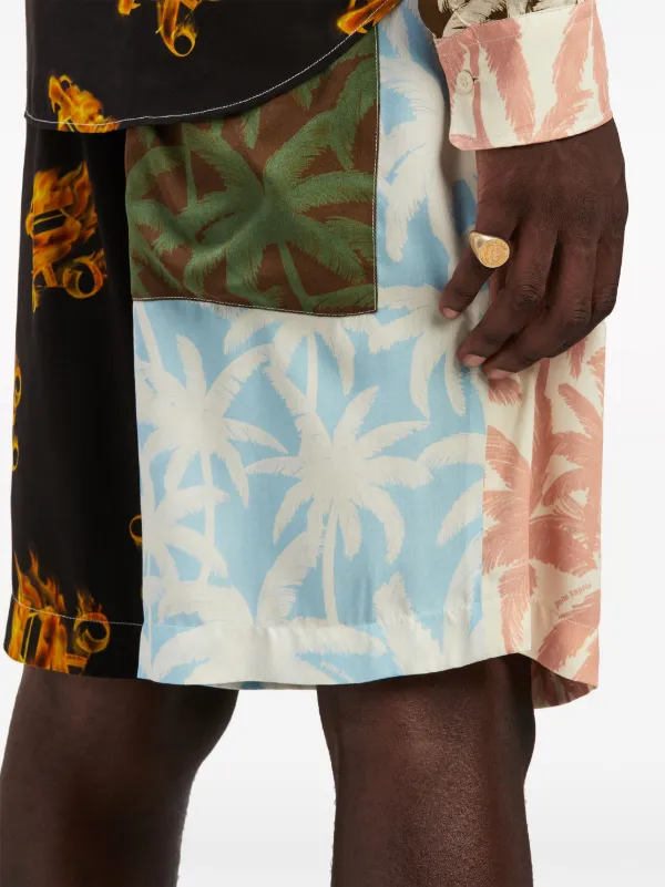 Palm Angels Patchwork Palms Shorts | White | FARFETCH