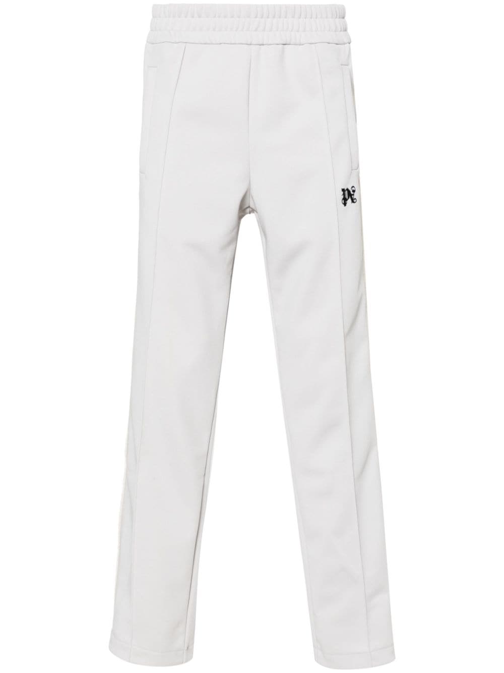 Shop Palm Angels Monogram-embroidered Track Pants In Grey